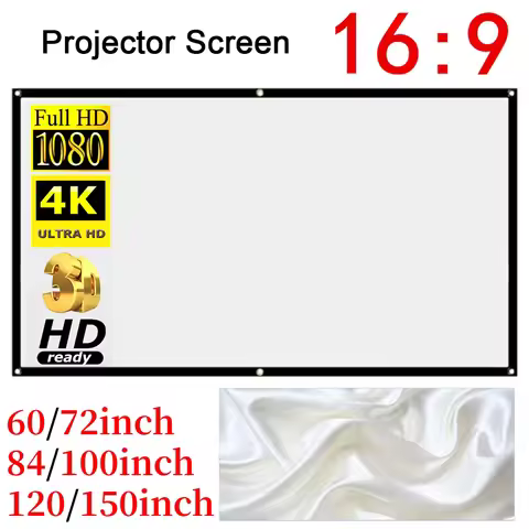 Portable Projector Screen Simple Curtain 16:9 Movies Game Anti-Light 60 72 84 100 120 150inch Projec