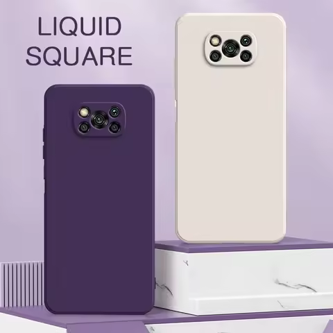 Original Square Liquid Silicone Case for Xiaomi POCO X2 X3 Pro NFC GT 5G Soft 360 Shockproof Phone C