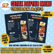 cetak dan desain daftar menu cafe dan restoran free desain bisa request desain