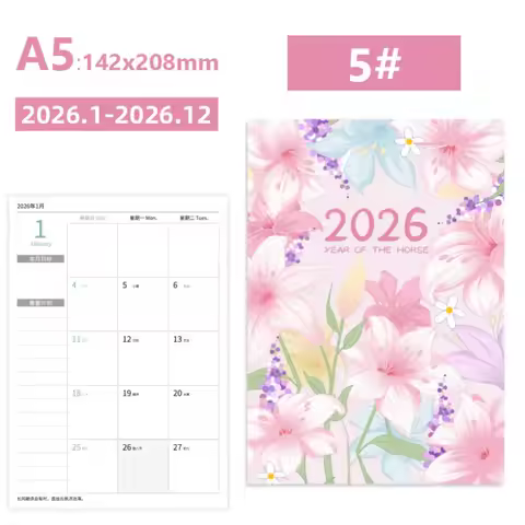 Practical A4 A5 2026 Schedules Notebook Work Efficiency Learning Plan Agenda Planner Life Check-in P