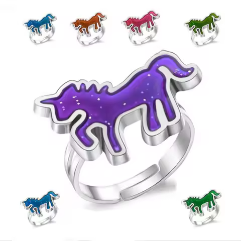 Unicorn Mood Ring Color Change Mood Ring Adjustable Emotion Feeling Changeable Temperature Ring Jewe