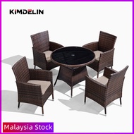 KIMDELIN Outdoor Furniture Glass Table Round Table For Garden, Pool,Market(No Cushion)