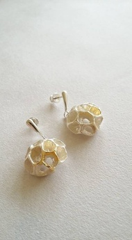 純銀耳環 植物系 BTE002楓香種子 金箔