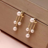 GL S925 Silver Fashional Temperament 18K GOLD Pearl and zircon two-wear Earrings ES6213-6214