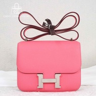 🌈Hermes💗Mini Constance 19💗8w唇膏粉銀扣🌟99新🌟evercolor皮🌟