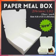 (LAZ 5 ) Lunch Box 2division LB2 Takeout Meal Box White 25pcs per pack