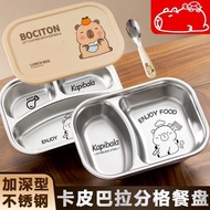Compartment Plate Children's Plate Baby Stainless Steel Plate Shock-resistant Lunch Box Children's R