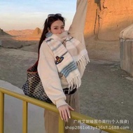 Saturn Alpaca Wool Scarf Striped Cream White Rainbow Colorblock Scarf Mohair Queen Mohair Cashmere S