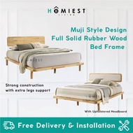 [HOMIEST] Muji Style Full Solid Rubber Wood Bed Frame in Queen/King Size