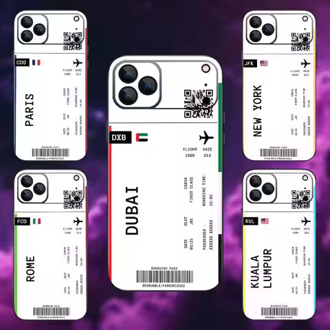 Boarding Pass Plane Ticket Phone Case For iPhone 17,16,15,14,13,12,Pro,Max,Plus,E,SE4,Air,Mini Black