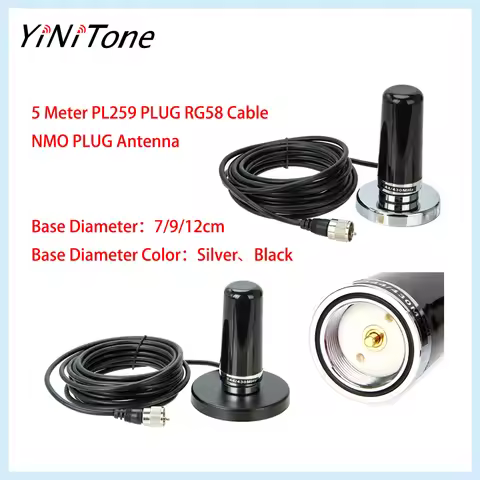 Heavy-Duty NMO Car Antenna Kit, 30.8lbs Magnetic Base, 50W 2.5/3dBi Gain, Plug & Play for Mobile Rad