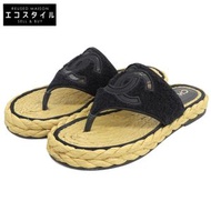 香奈兒 Coco Mark 布藝涼鞋，女款，黑色，37 碼，C 碼，22P 碼，G38947