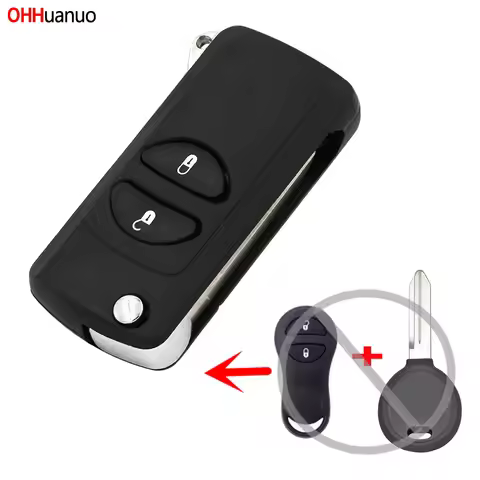 2 Button Flip Remote Key Shell Fit For Chrysler Grand Cherokee PT Cruiser Voyager CONVERSION With Un