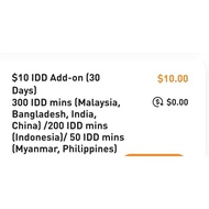 M1 Maxx $10 IDD Add-On – Up to 300 Mins to Asia (MY/BD/IN/CN/ID/MM/PH) | Recharge (30 Days)