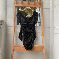 2hand black bodycon dress, waist 56 to 60cm, length 90cm, code 296