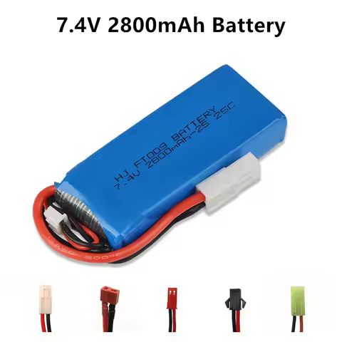 7.4V 2S 2800mAh Lipo Battery with T Plug for Feilun FT009 C toys Boat Spare Parts 7.4V Wltoys 12428 