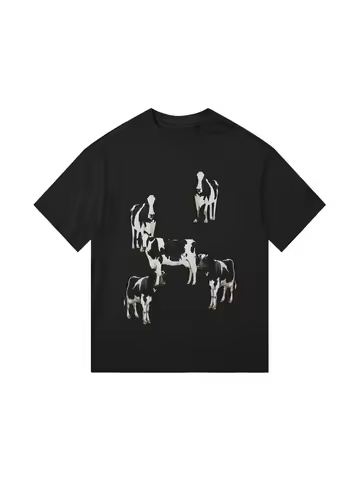 Aelfric Eden Dairy Cow Print Tee Vintage Oversize Shirts SummerUnisex Casual Harajuku Top Tshirt Ani