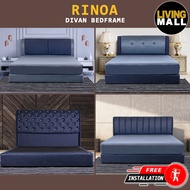 Living Mall Rinoa Series Woven Fabric Divan Bed Frame in 4 Model Designs  - All Sizes Available