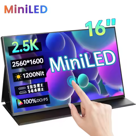 16 Inch 2.5K 155Hz MiniLED Portable Monitor 2560*1600P 1200Nit 100%DCI-P3 HDR IPS Screen Gaming Disp