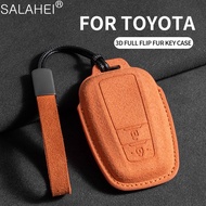 NEW Suede Leather Car Key Case Cover Holder Shell For Toyota Prius Camry Corolla CHR C-HR RAV4 Land Cruiser Keychain Accessories