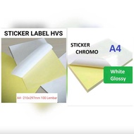 Hvs A4 Sticker Paper 90gsm Doff / Cromo A4 120gsm Sticker Paper 100 sheets Labels