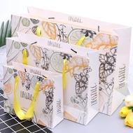 1PC Lemon Tea Printed Paper Gift Bag Christmas Party Holiday Cookies Bag 3 Sizes Shopping Bags
