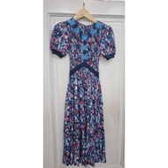 Premium pleated dress 7889/ Floral Motif