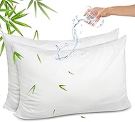 Gogreen Bamboo Rayon Waterproof Pillow Protector, Breathable Pillow Cover, Cooling Pillow Case Protector with Zipper, Super Soft Pillow Case Cover with Zipper (2 Packs, King 20"x36", White)