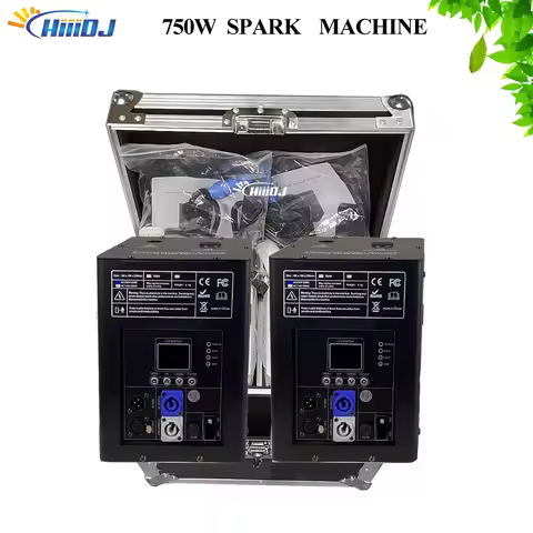 Flightcase 2Pcs 750W Cold Spark Machine DMX Remote Cold Firework Fountain Stage Ti Powder For Weddin