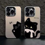 HP YX137 Premium matte hard case Black Cat Hardcase casing compatiblehp For Oppo A5 PRO A60 A71 A74 