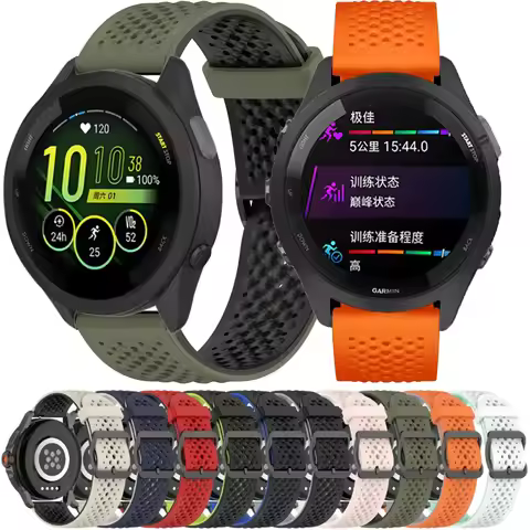 20mm 22mm Silicone Strap For Garmin Forerunner 165 265 55 Venu 3/2 Active5 Breathable Bracelet Wrist
