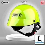 หมวกกันน็อค INDEX รุ่น LADY สีเขียวสะท้อนแสง (GREEN) แถมฟรี กระจกหน้าหมวกหน้าคละสี 1ชิ้น หมวกกันน็อคครึ่งใบ ขนาดเดียว(ONE SIZE) โดย TMBIKESHOP