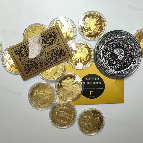 Speedy Gold Coins John Wick Continental Hotel Room Card Keanu Reeves Blood Oath Marker Cosplay Prop