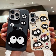 Cute Colorful Monster Soot Sprites Pattern PU Leather Case for Samsung Galaxy S25 Ultra S25 Plus M17