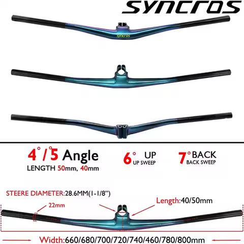 SYNCROS Hixon IC SL Gradient Color Carbon Integrated Handlebar, 4°/5° Rise (15/25mm), MTB Bike Cockp