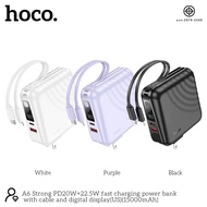 มีมอก.HOCO A6 Powerbank พาวเวอร์แบงค์ แบตเตอรี่สำรอง 15000mAh Fast Charge PD20W+22.5W มีสายในตัว หน้