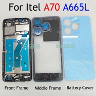 6.6 Inch For Itel A70 A665L Battery Cover LCD Faceplate Frame Front Middle Frame Back Housing Door R