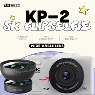 KiTBEEZ KP-2 Digital Camera with Additional Lens 75MP 5K Video 3-inch 180° Flip Selfile Screen 18X Z
