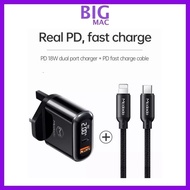 ORIGINAL MCDODO CH-7231 PD+QC 20W 1.2M Travel Charger PD 18W Dual Port Charger With PD Data Cable