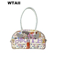 Korean youthbath x Oliwa Joint Direct Mail y2k Light Asian Style Printed Wings Boston Bag