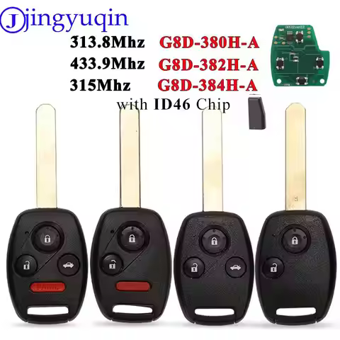 jingyuqin 313.8/315/433.92Mhz ID46 Remote Key for Honda Accord Element CRV HRV City Odyssey Civic Ca
