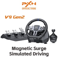 PXN V9 Gen2 Gaming Steering Wheel Racing Simulator with Hall Magnetic Linear 3 Pedal and Manual 6+R 