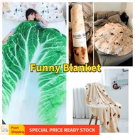 Pancake Burrito Funny Blanket - Large Size Food Shape Blanket, Soft Microfiber for Dorm, Class, Airc