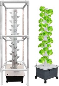 Hydroponics Growing System 45 Pods Vertical Hydroponics Tower with LED Timed Grow Light, Smart Garden Planter Germination Kit Aeroponics Growing Kit with Hydrating Pump, Adapter, Net Pots, Timer