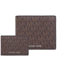 【W小舖】MICHAEL KORS MK 深咖啡色 防刮PVC皮革 男夾 短夾 皮夾 錢包 卡片夾~M28200