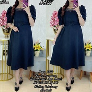 Dress Scuba Brukat combi mutiara import