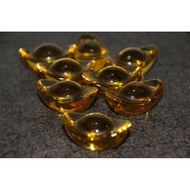 Feng Shui Golden Lucky Glass Ingot / Yuan Bao 3.5cm 8pcs 琉璃元宝-8粒