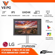 LG 27 Inch  27UP850N-W/27UP850N 5ms 60Hz IPS 4K UHD Vesa HDR400 AMD FreeSync USB-C Monitor
