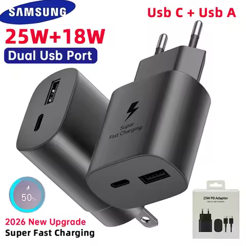 25W SAMSUNG Charger Fast Charging Type C Adapter 15W 2 Port Samsung Chargeur Galaxy S26 S25 S24 S23 