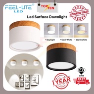 Feel Lite Led Downlight Modern Design Surface Downlight 12W Wooden Indoor Ceiling Light Lampu Siling